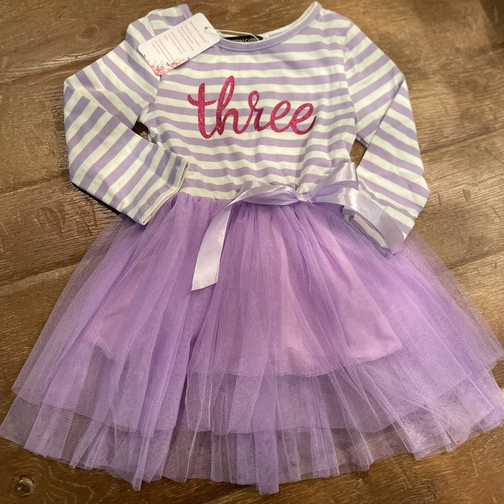 Long sleeve dress with tulle skirt, size 3T